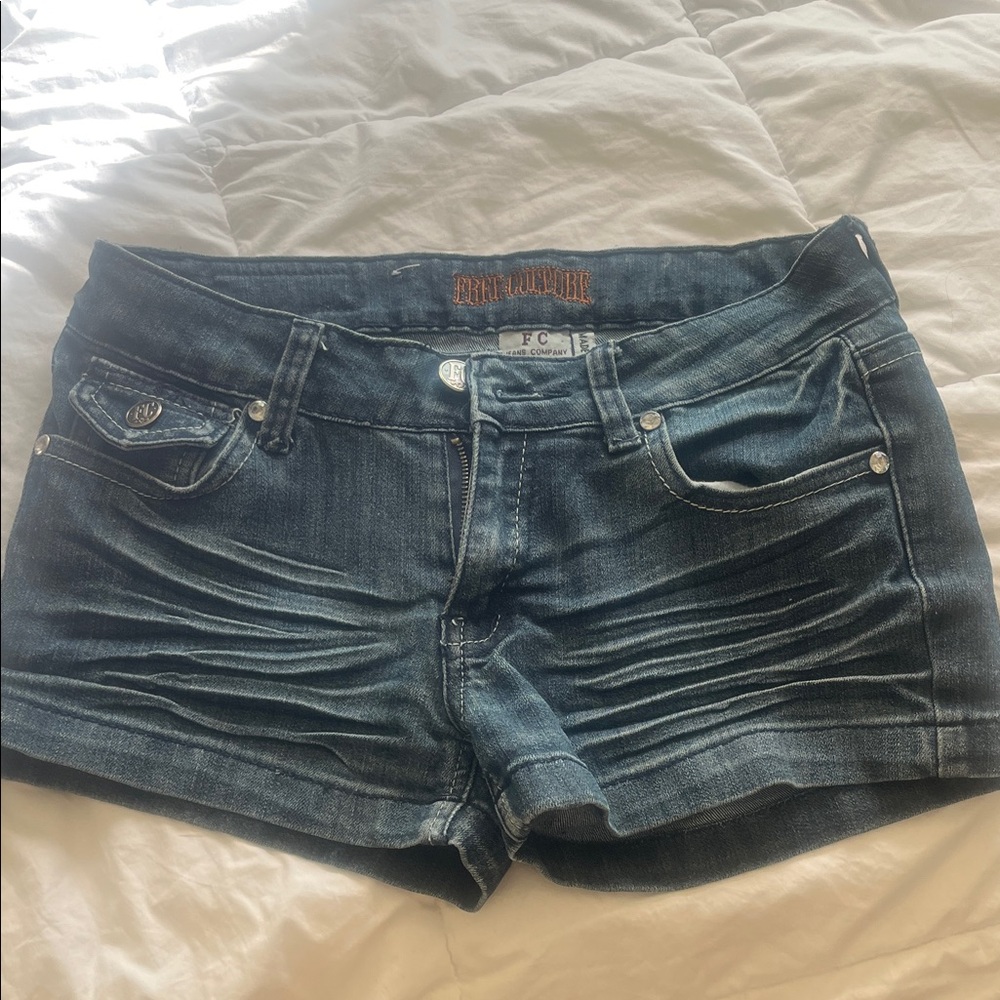 Dark Blue Distressed Jean Shorts